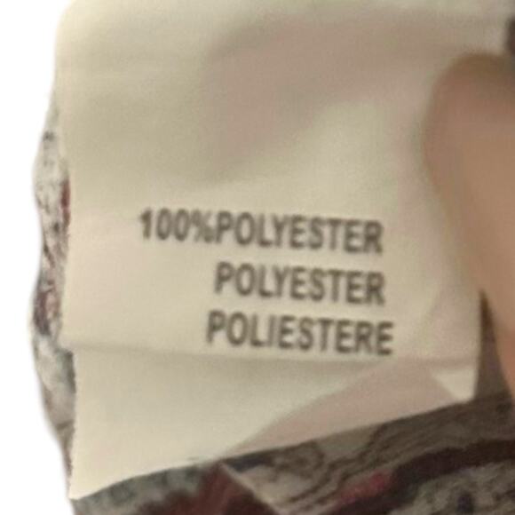 Vintage Pullover Tunic Top Batik Print V-Neck Zipper Blouse Blue Burgundy M/L - Picture 8 of 9